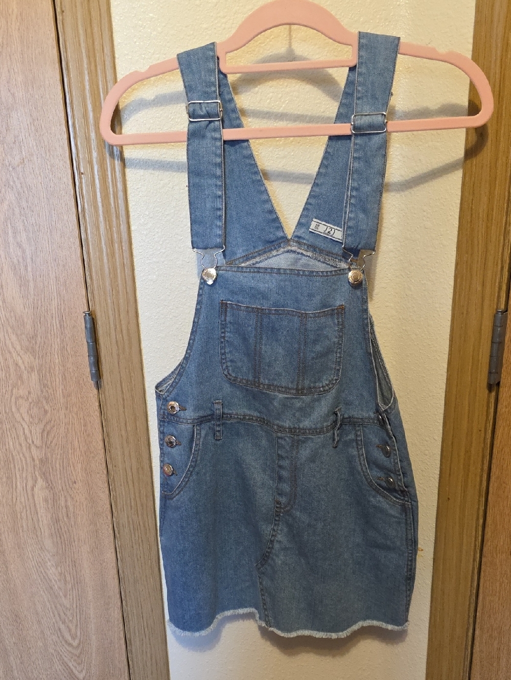 Denim Overall Pinafore Dress - Blue